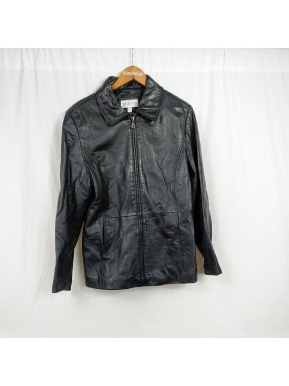 Charles Klein Black Genuine Leather Jacket M
